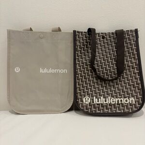 Lululemon Tote Bags (4) small reusable shopping bags lot of four silver plaid